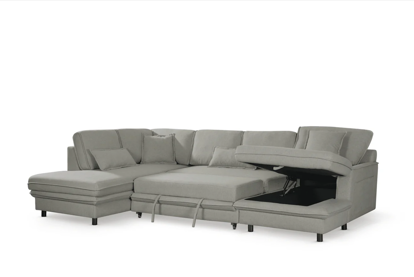 Fabric Linen Light Grey Left Hand Facing Corner Sofa Bed