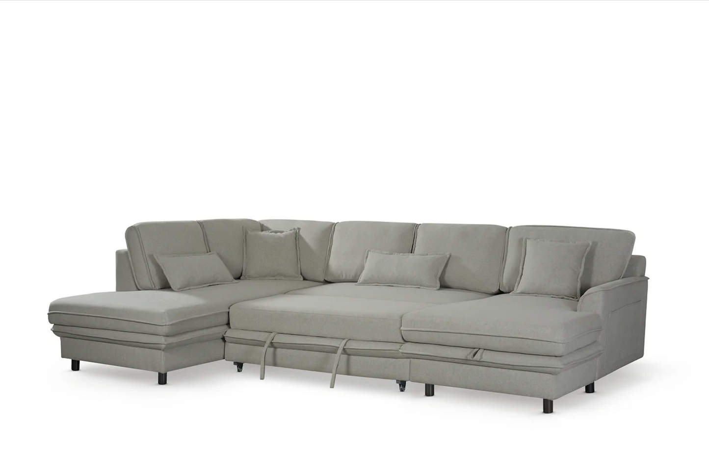 Fabric Linen Light Grey Left Hand Facing Corner Sofa Bed