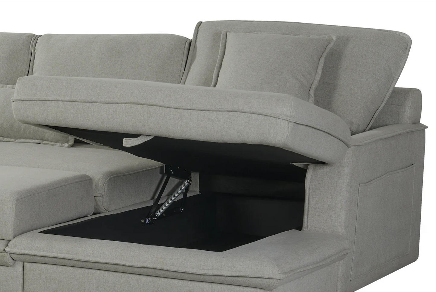 Fabric Linen Light Grey Left Hand Facing Corner Sofa Bed