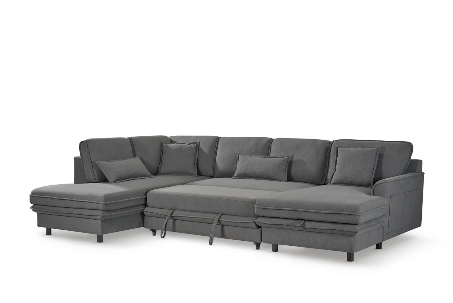 Fabric Linen Dark Grey Left Hand Facing Corner Sofa Bed
