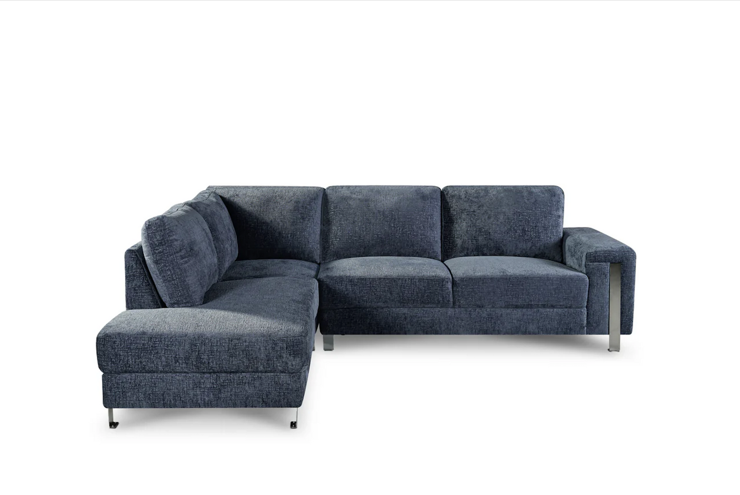 Textured Chenille Blue Left Hand Facing Ostuni Corner Sofa