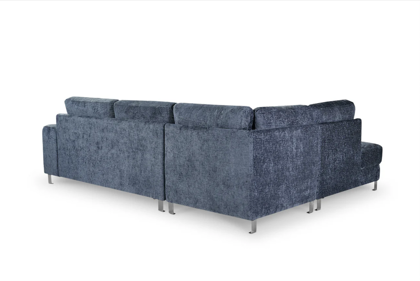 Textured Chenille Blue Left Hand Facing Ostuni Corner Sofa