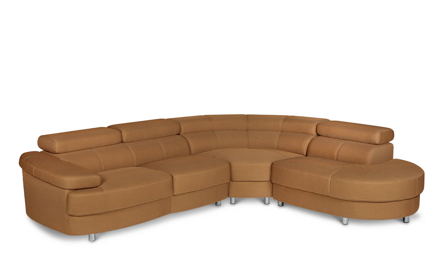 Vasto Gold Brown Mesh Fabric Corner Sofa Right Hand Facing with Ottoman
