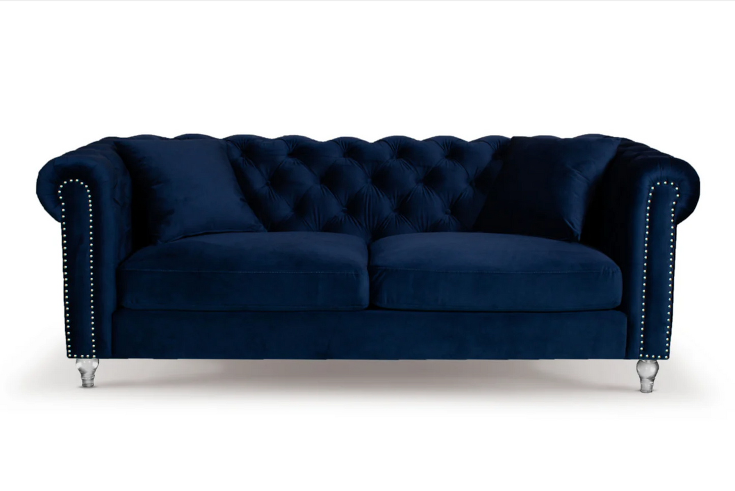 Velvet Navy Blue 3 + 2 Seater Camden Chesterfield Sofa Set