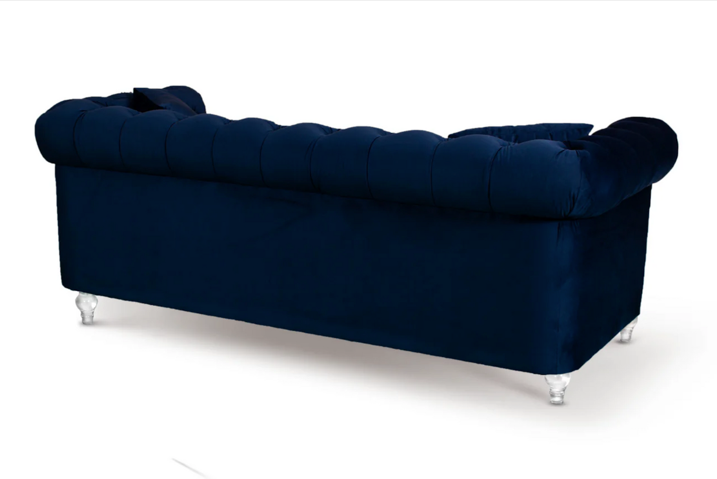 Velvet Navy Blue 3 + 2 Seater Camden Chesterfield Sofa Set