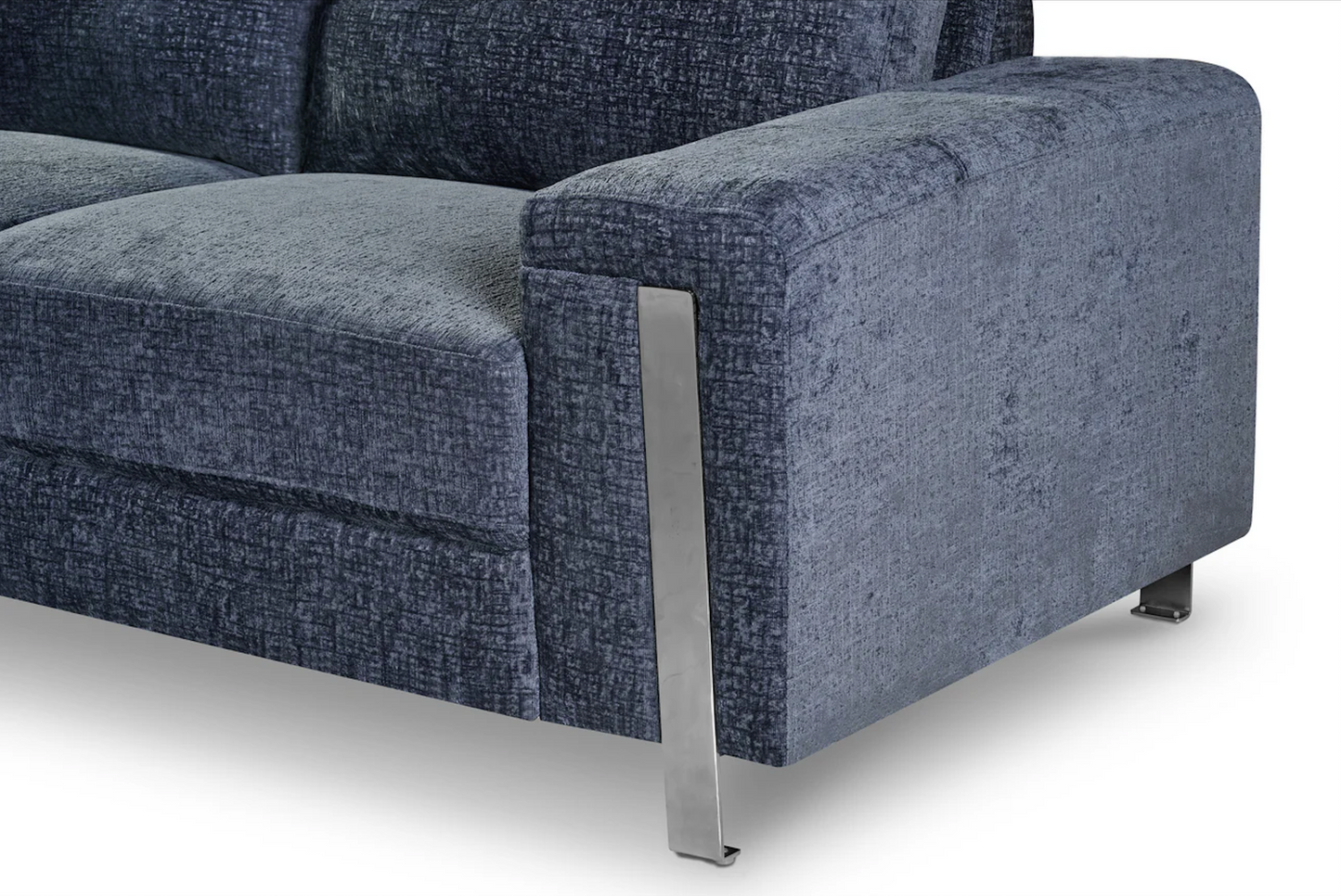 Textured Chenille Blue Left Hand Facing Ostuni Corner Sofa